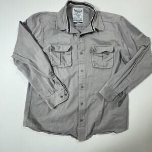 VTG Levi Strauss Two Horse L Gray Work Shirt Faded Grunge Distressed